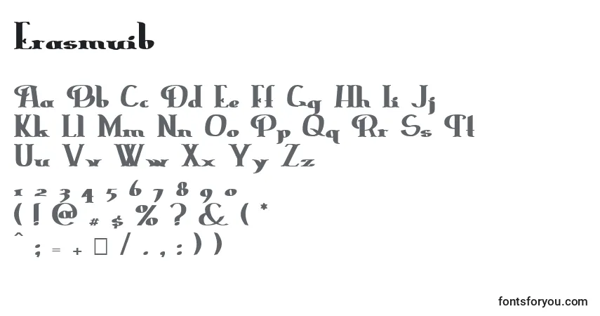 A fonte Erasmuib – alfabeto, números, caracteres especiais