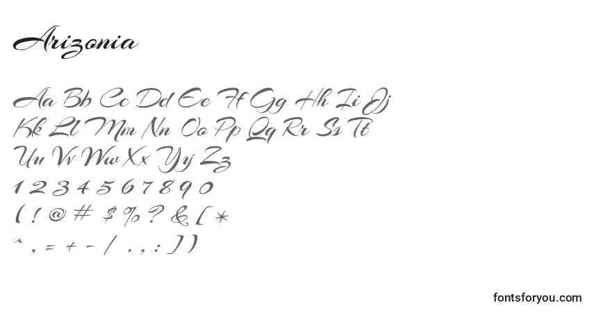 Czcionka Arizonia – alfabet, cyfry, specjalne znaki
