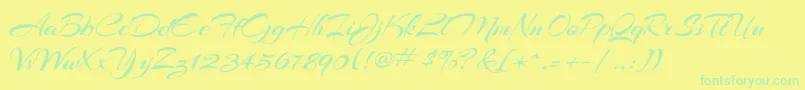 Arizonia Font – Green Fonts on Yellow Background