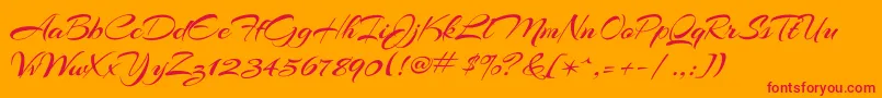 Arizonia Font – Red Fonts on Orange Background