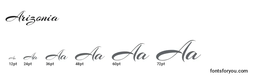 Размеры шрифта Arizonia