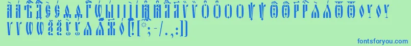OglavieIeucsSpacedout-Schriftart – Blaue Schriften auf grünem Hintergrund