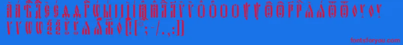 フォントOglavieIeucsSpacedout – 赤い文字の青い背景