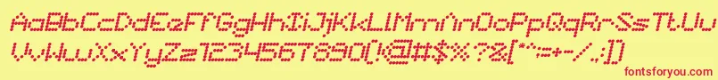Fonte NanoItalic – fontes vermelhas em um fundo amarelo