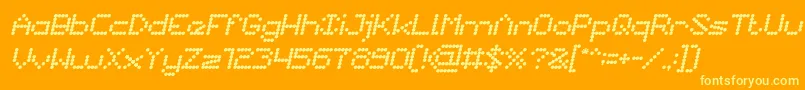 NanoItalic-Schriftart – Gelbe Schriften auf orangefarbenem Hintergrund