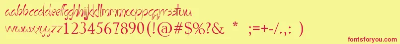 StayHolyOkay-Schriftart – Rote Schriften auf gelbem Hintergrund