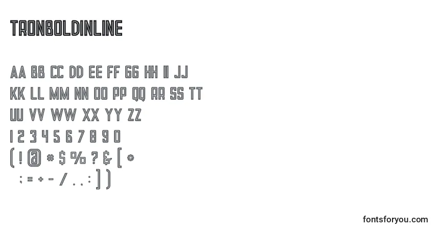 Шрифт Tronboldinline – алфавит, цифры, специальные символы
