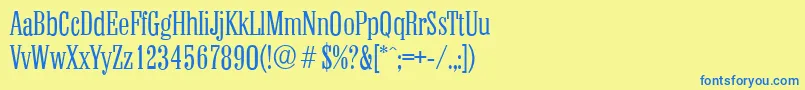 フォントColonelserialLightRegular – 青い文字が黄色の背景にあります。
