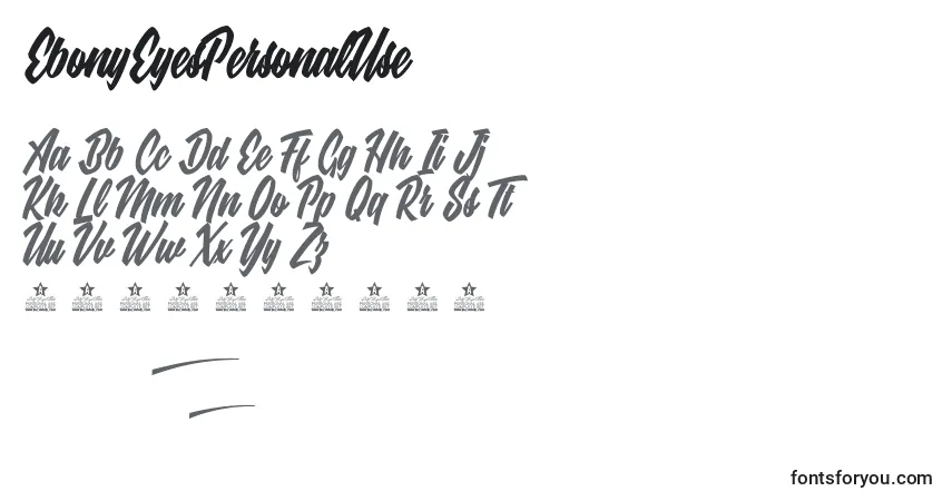 Schriftart EbonyEyesPersonalUse – Alphabet, Zahlen, spezielle Symbole