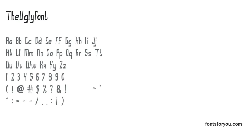 Czcionka TheUglyFont – alfabet, cyfry, specjalne znaki