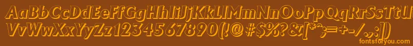 AdelonshadowXboldItalic-Schriftart – Orangefarbene Schriften auf braunem Hintergrund