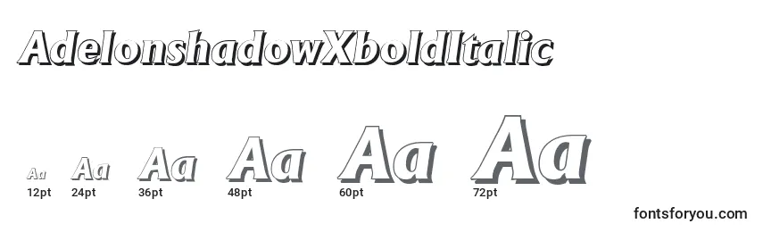 Размеры шрифта AdelonshadowXboldItalic