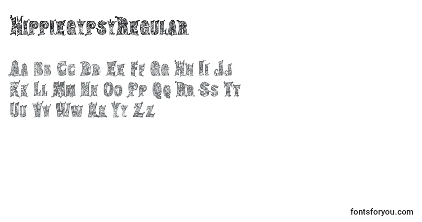 Czcionka HippiegypsyRegular – alfabet, cyfry, specjalne znaki