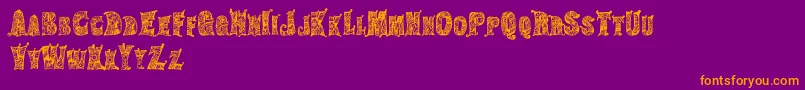 HippiegypsyRegular-Schriftart – Orangefarbene Schriften auf violettem Hintergrund