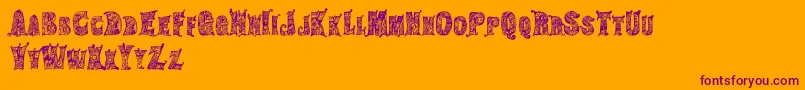 HippiegypsyRegular-Schriftart – Violette Schriften auf orangefarbenem Hintergrund