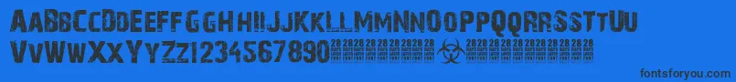 28DaysLaterCyr Font – Black Fonts on Blue Background