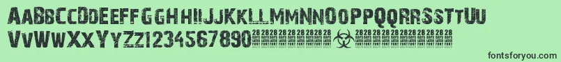 28DaysLaterCyr Font – Black Fonts on Green Background