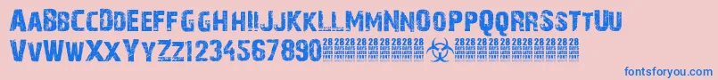 28DaysLaterCyr Font – Blue Fonts on Pink Background