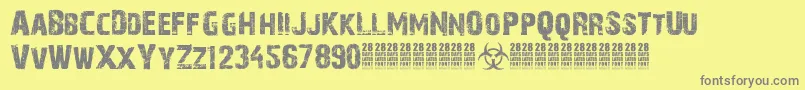 28DaysLaterCyr Font – Gray Fonts on Yellow Background