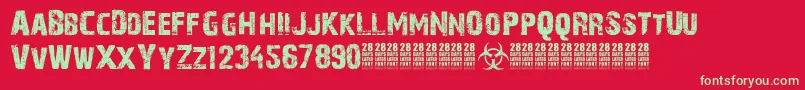 28DaysLaterCyr Font – Green Fonts on Red Background