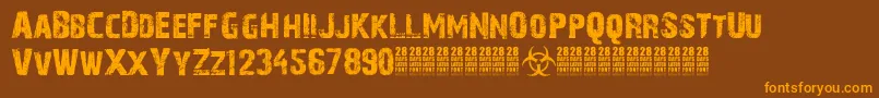 28DaysLaterCyr Font – Orange Fonts on Brown Background