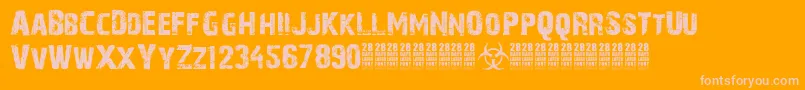 28DaysLaterCyr Font – Pink Fonts on Orange Background