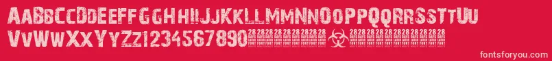 28DaysLaterCyr Font – Pink Fonts on Red Background
