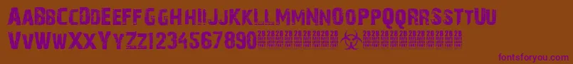 28DaysLaterCyr Font – Purple Fonts on Brown Background