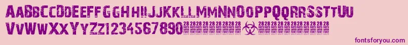 28DaysLaterCyr Font – Purple Fonts on Pink Background