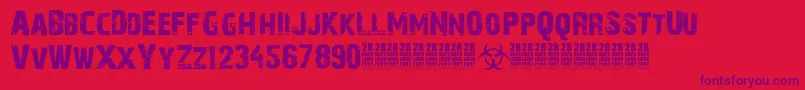 28DaysLaterCyr Font – Purple Fonts on Red Background