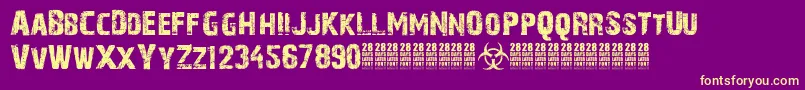 Fonte 28DaysLaterCyr – fontes amarelas em um fundo roxo
