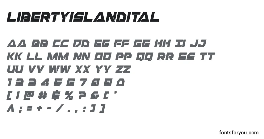 Libertyislanditalフォント–アルファベット、数字、特殊文字