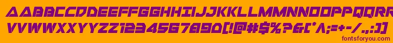 Libertyislandital-Schriftart – Violette Schriften auf orangefarbenem Hintergrund
