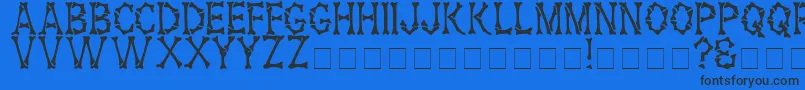 HeadhunterMedium-Schriftart – Schwarze Schriften auf blauem Hintergrund