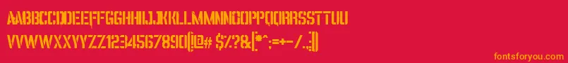 フォントVincaStencil – 赤い背景にオレンジの文字