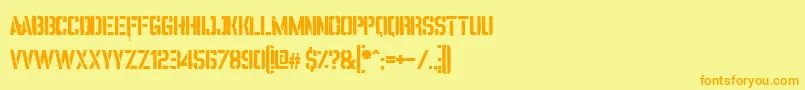 フォントVincaStencil – オレンジの文字が黄色の背景にあります。