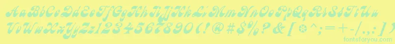 Astra2-Schriftart – Grüne Schriften auf gelbem Hintergrund