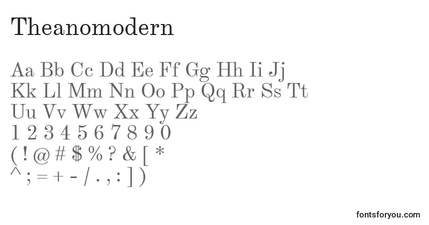 Schriftart Theanomodern – Alphabet, Zahlen, spezielle Symbole