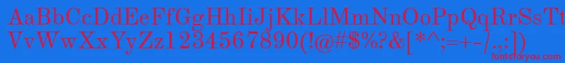 Theanomodern Font – Red Fonts on Blue Background