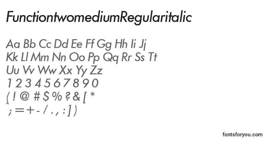 Шрифт FunctiontwomediumRegularitalic – алфавит, цифры, специальные символы