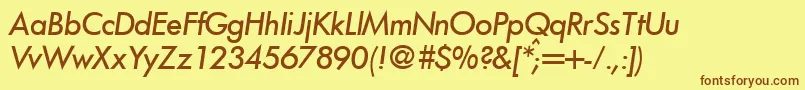 Шрифт FunctiontwomediumRegularitalic – коричневые шрифты на жёлтом фоне