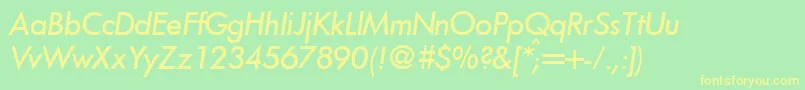 フォントFunctiontwomediumRegularitalic – 黄色の文字が緑の背景にあります