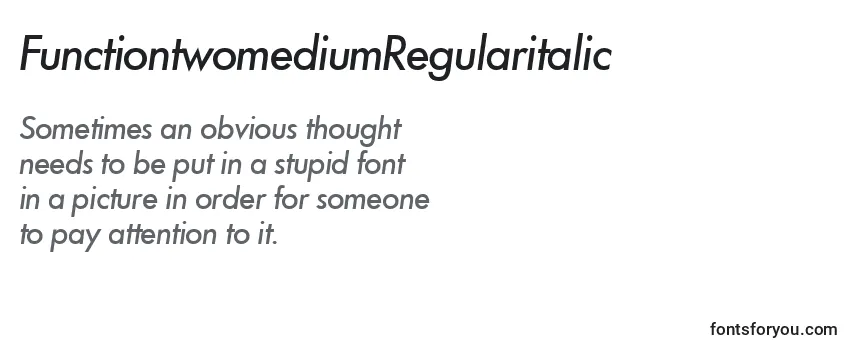 Review of the FunctiontwomediumRegularitalic Font