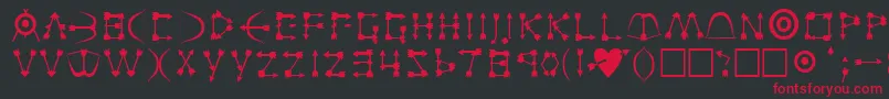 Fonte ZenobiaRegular – fontes vermelhas em um fundo preto