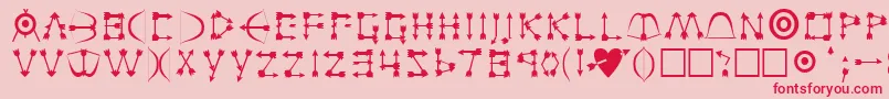 Fonte ZenobiaRegular – fontes vermelhas em um fundo rosa