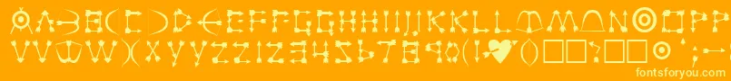 ZenobiaRegular-Schriftart – Gelbe Schriften auf orangefarbenem Hintergrund