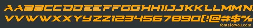 Weitere Informationen zur Cyberdyneital-Schriftart Cyberdyneital-Schriftart – Orangefarbene Schriften auf schwarzem Hintergrund