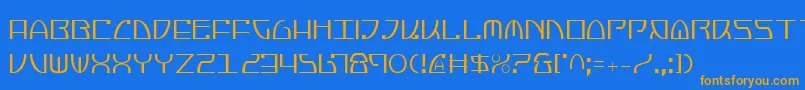 フォントJumptroopsCondensed – オレンジ色の文字が青い背景にあります。