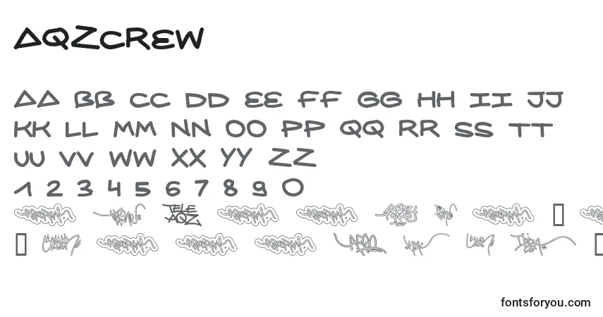 Czcionka AqzCrew – alfabet, cyfry, specjalne znaki