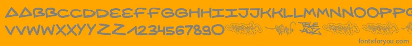 AqzCrew-Schriftart – Graue Schriften auf orangefarbenem Hintergrund